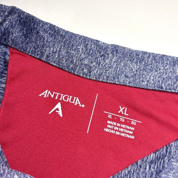 New England Patriots Antigua Logo Polo Shirt Men XL Gray Red Stripe Performance - Picture 7 of 8